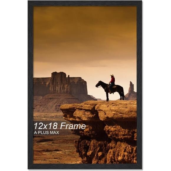 A PLUS MAX 12x18 Picture Frame, Black Engineered Wood Frame for 12 x 18 Inch - Picture 1 of 7